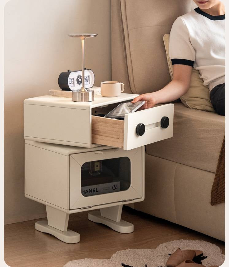 Solid Rubberwood Cream Style Nightstand