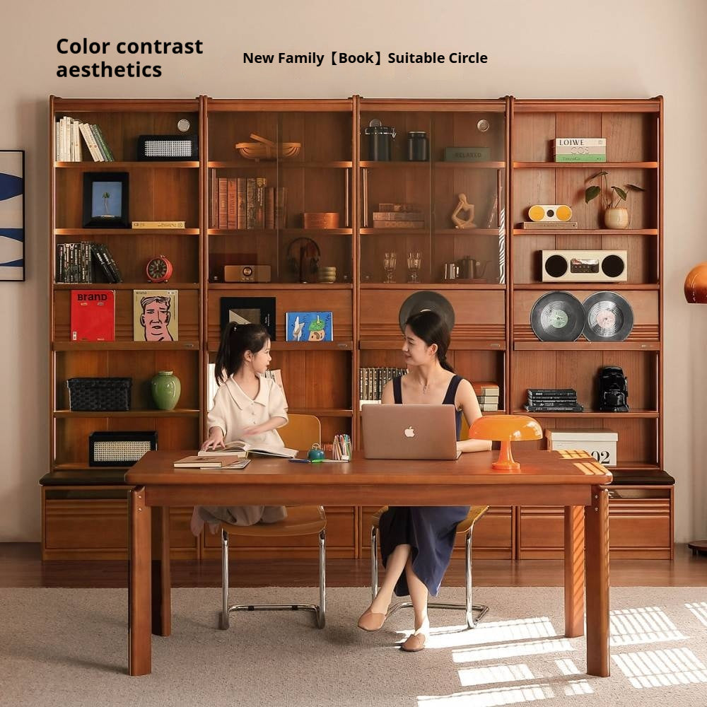 Poplar Solid Wood Combination Bookshelf Antique Style