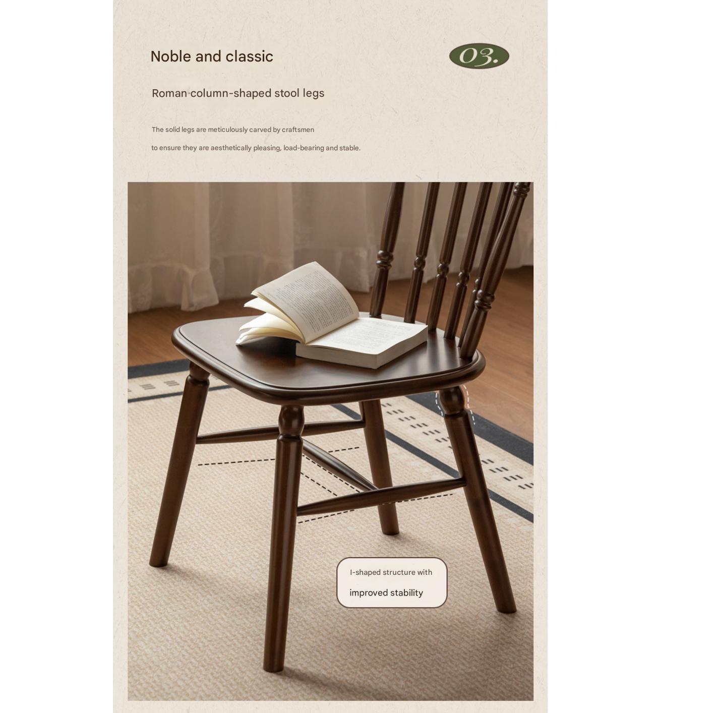 Set 4 pcs Black Walnut Solid Wood Dining Chair