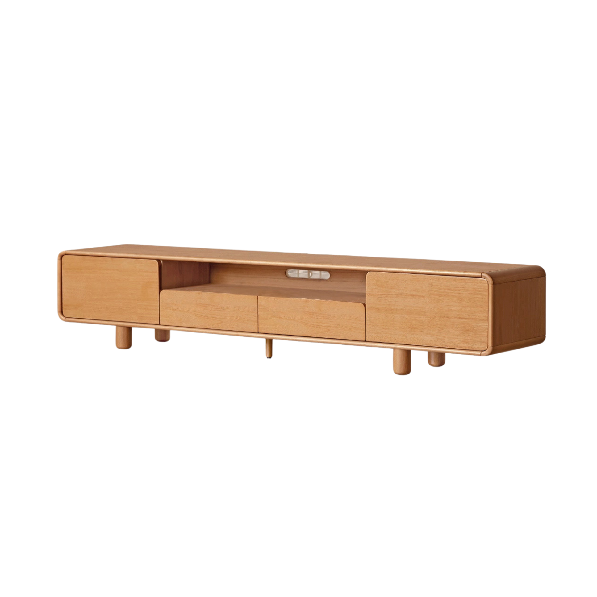 Solid Rubberwood, Oak Solid Wood Scandinavian TV Stand