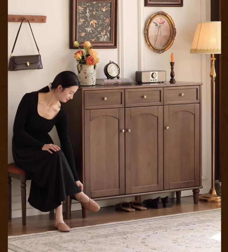 Sandalwood Solid Wood American Retro Storage Shoe Cabinet