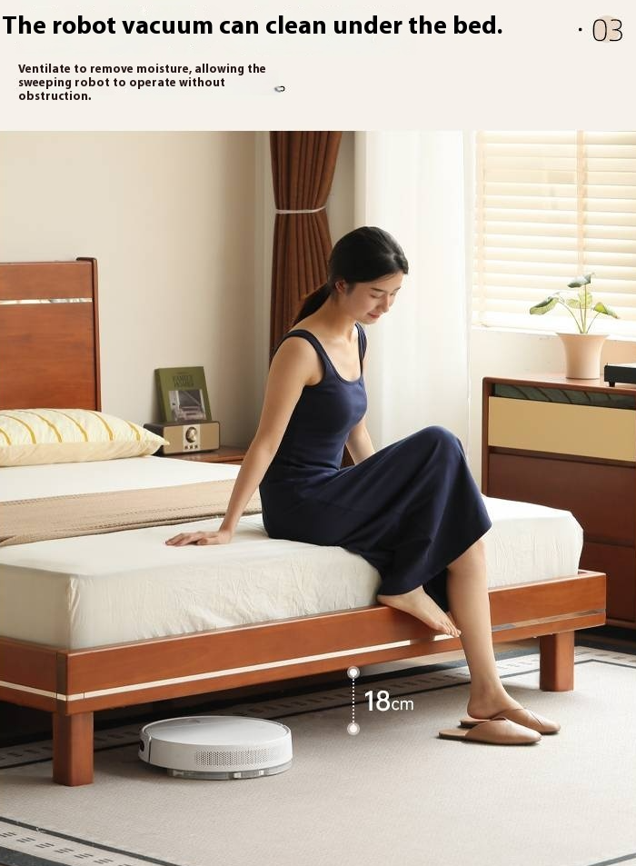 Poplar Solid Wood Luminous Bed Bauhaus Style