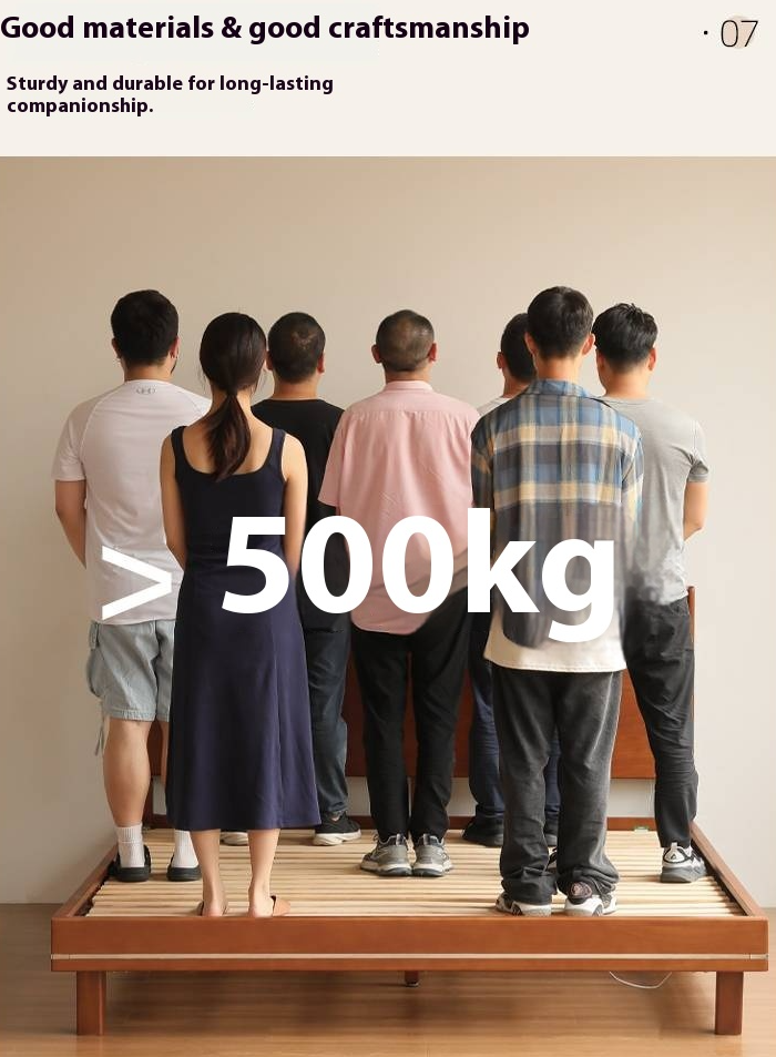 Poplar Solid Wood Luminous Bed Bauhaus Style