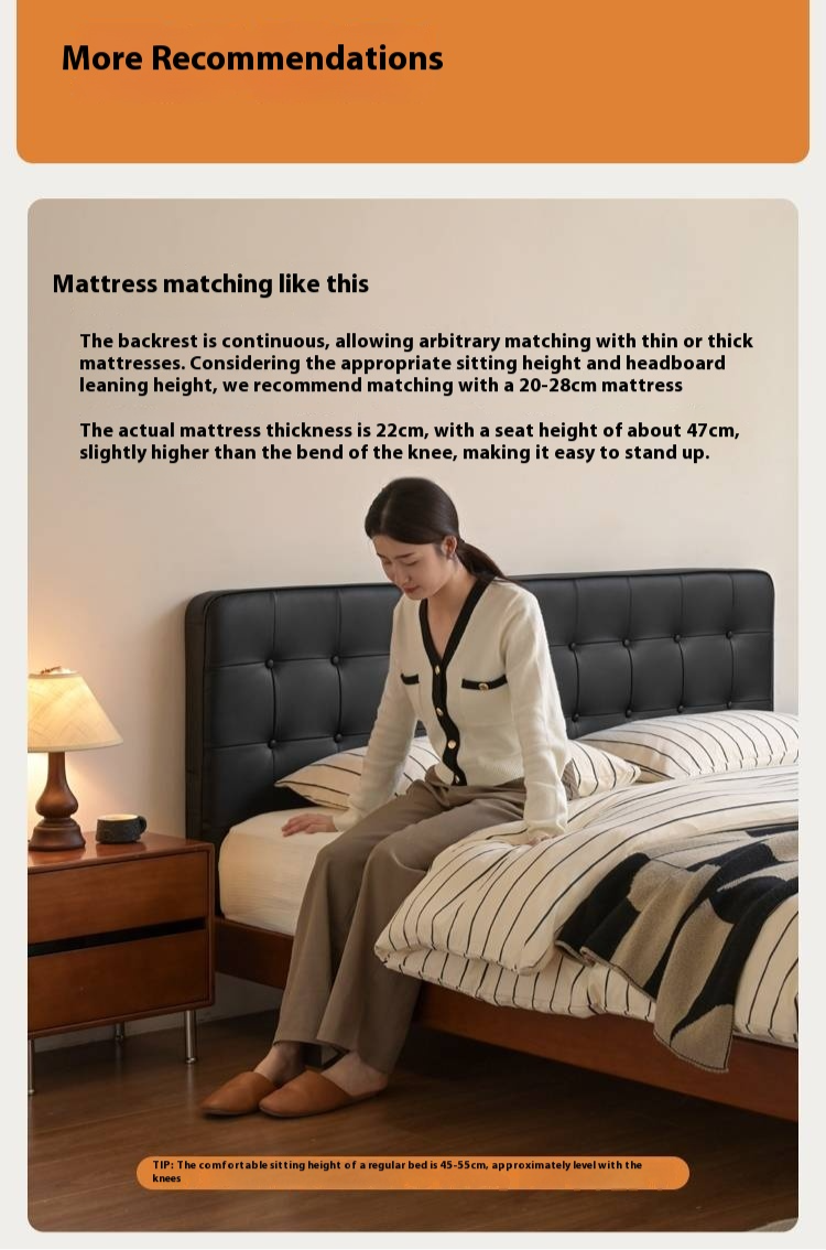 Poplar Solid Wood Eco Cloud Leather Soft Bed