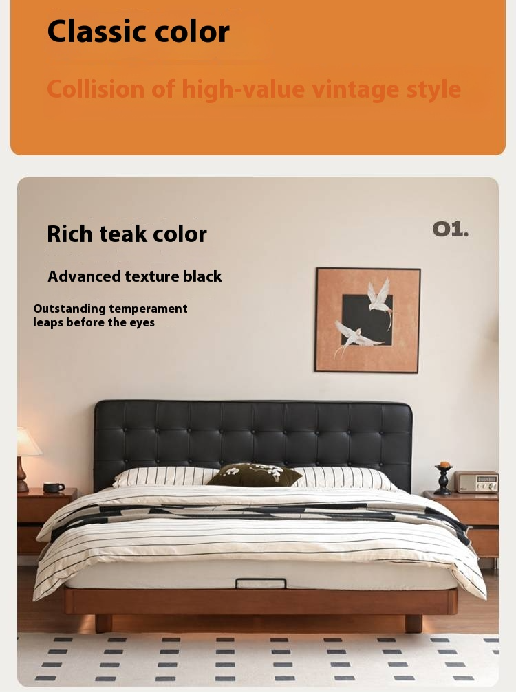 Poplar Solid Wood Eco Cloud Leather Soft Bed