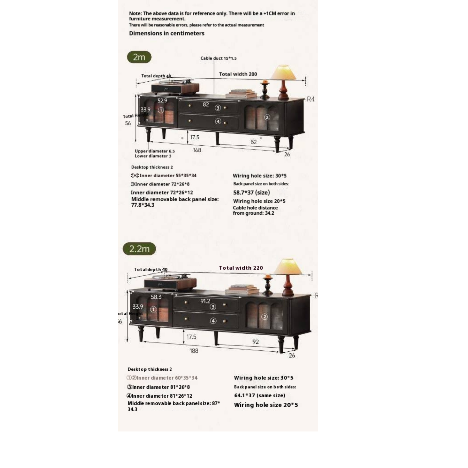 Solid RubberWood French Retro TV Stand