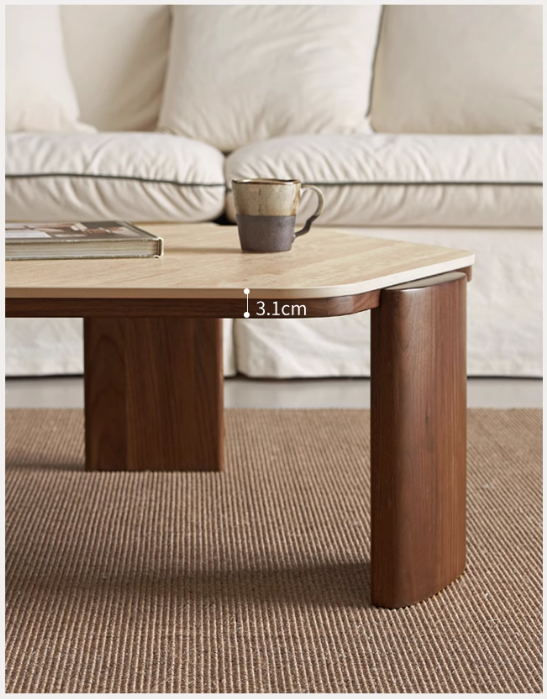 Sandalwood, Black Walnut Solid Wood Rock Plate Coffee Table