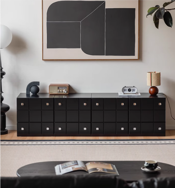 Solid Rubberwood Modern Modular Drawer Cabinet