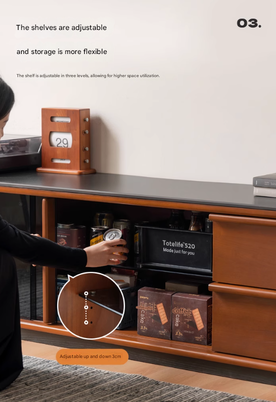 Poplar Solid Wood Antique Style Standing Rock Panel TV Cabinet