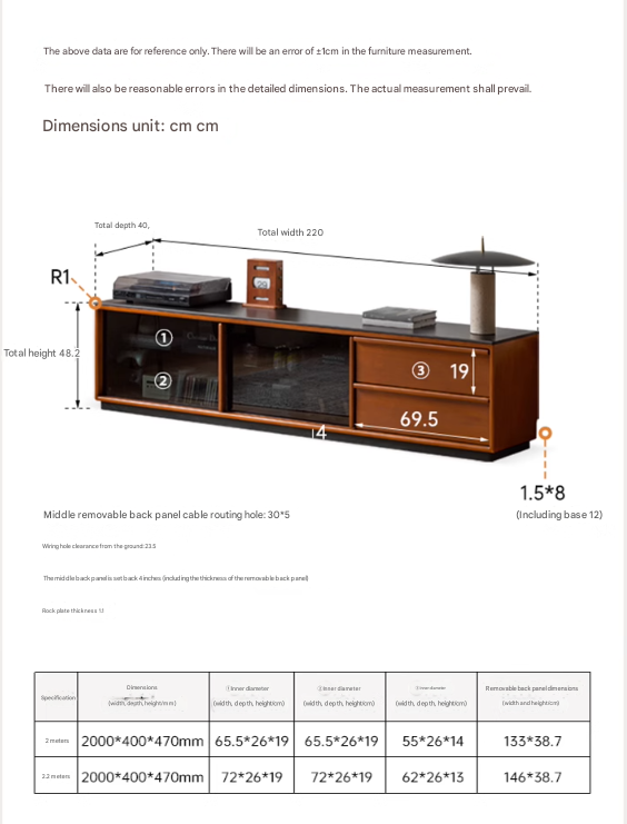 Poplar Solid Wood Antique Style Standing Rock Panel TV Cabinet