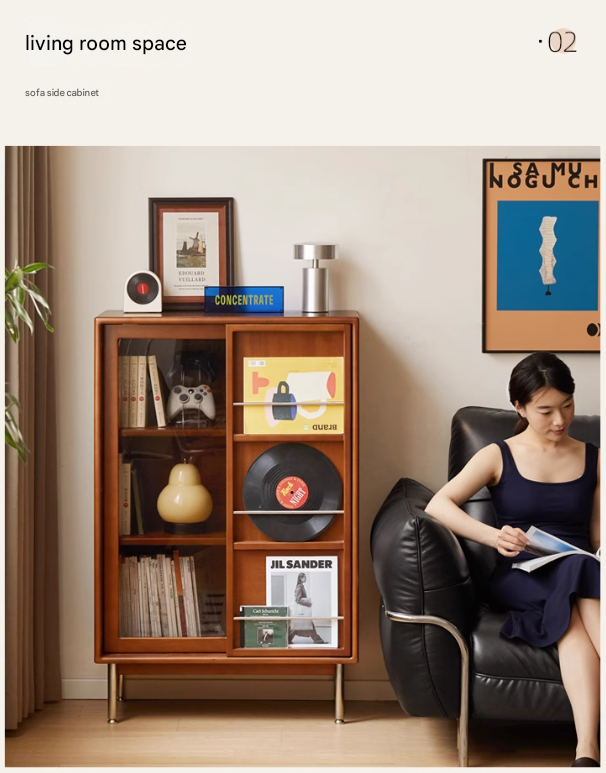 Poplar Solid Wood Ancient Style Sliding Door Side Cabinet