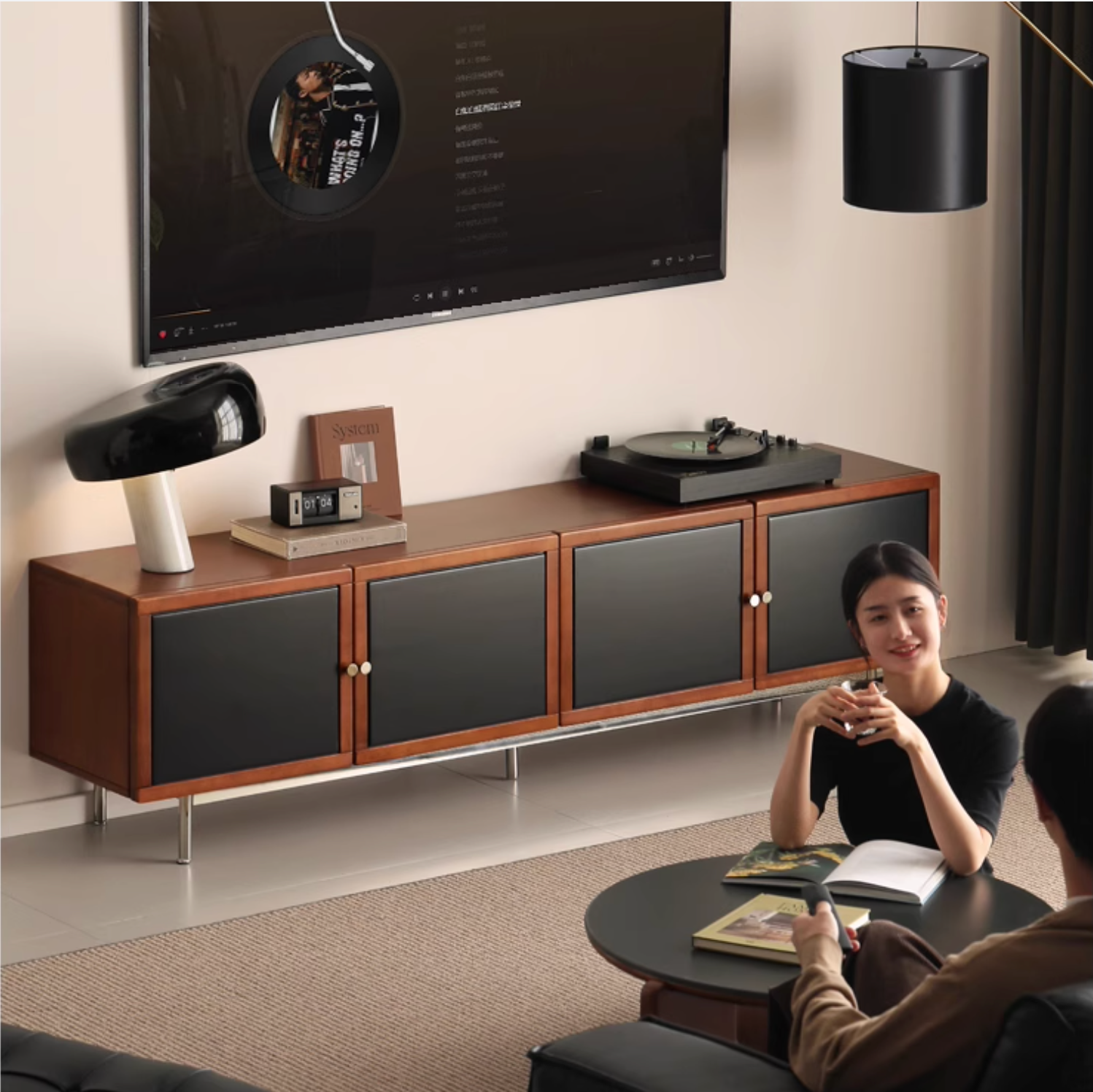 Poplar Solid Wood Bauhaus TV Stand