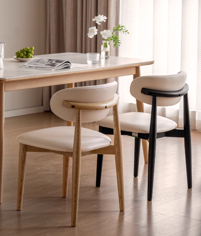 Set 4 pcs Ash Solid Wood Modern Soft Dining Chair