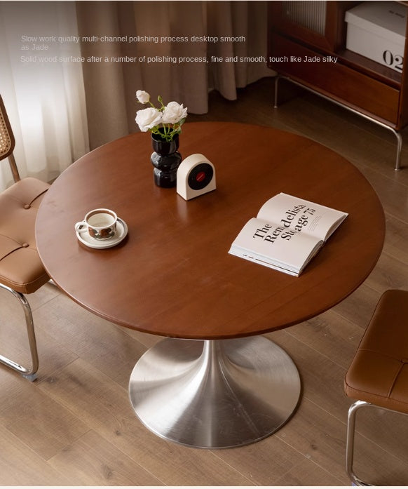 Poplar Solid Wood Antique Style Round Bauhaus Tea Table