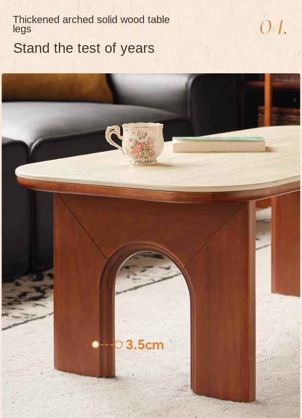 Tulip Solid Wood French Retro Rock Plate Coffee Table.