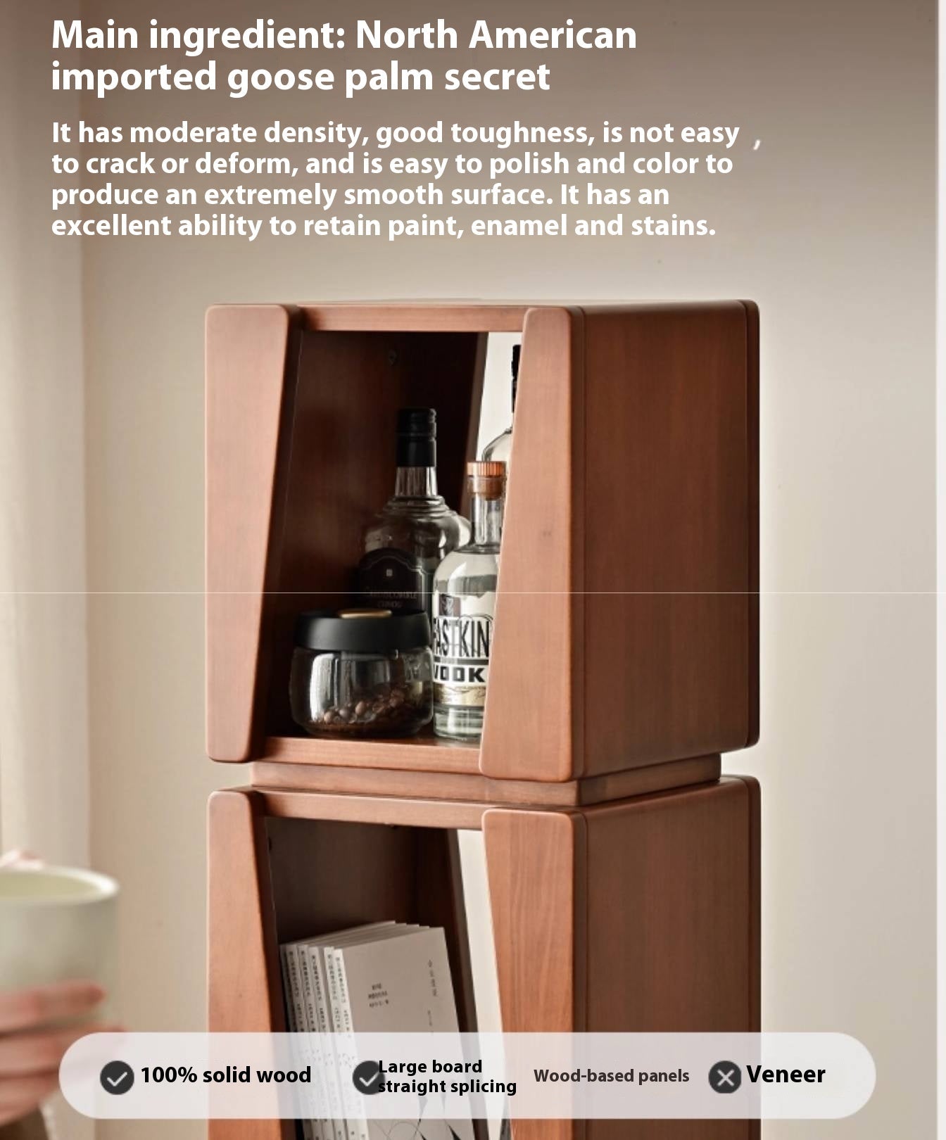 Poplar Solid Wood Bauhaus Style Floor Bookshelf