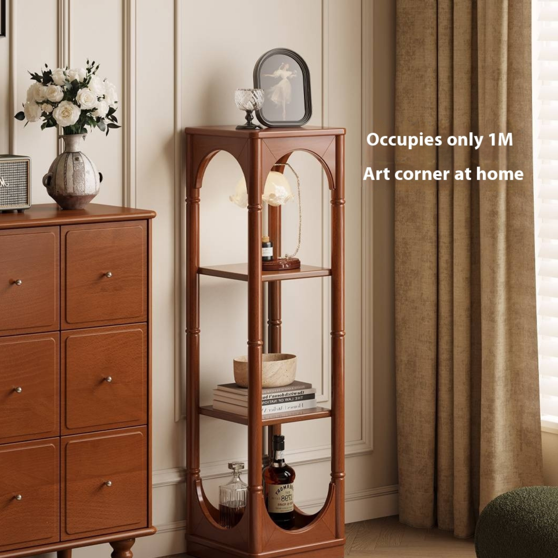 Poplar Solid Wood French Medieval Style Storage Rack