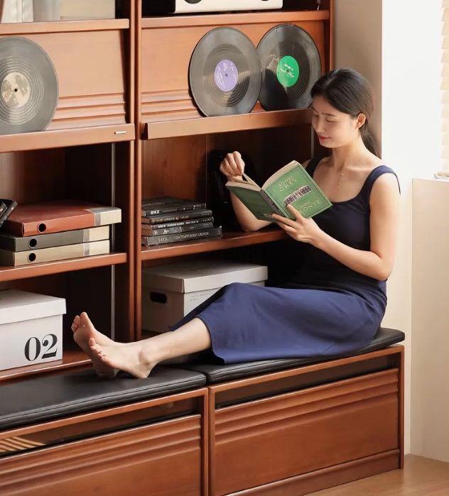 Poplar Solid Wood Combination Bookshelf Antique Style