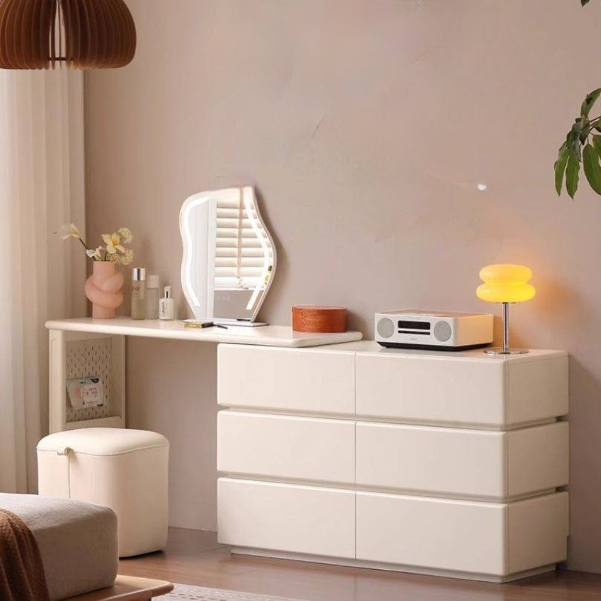 Solid Rubberwood Modern Dressing Table