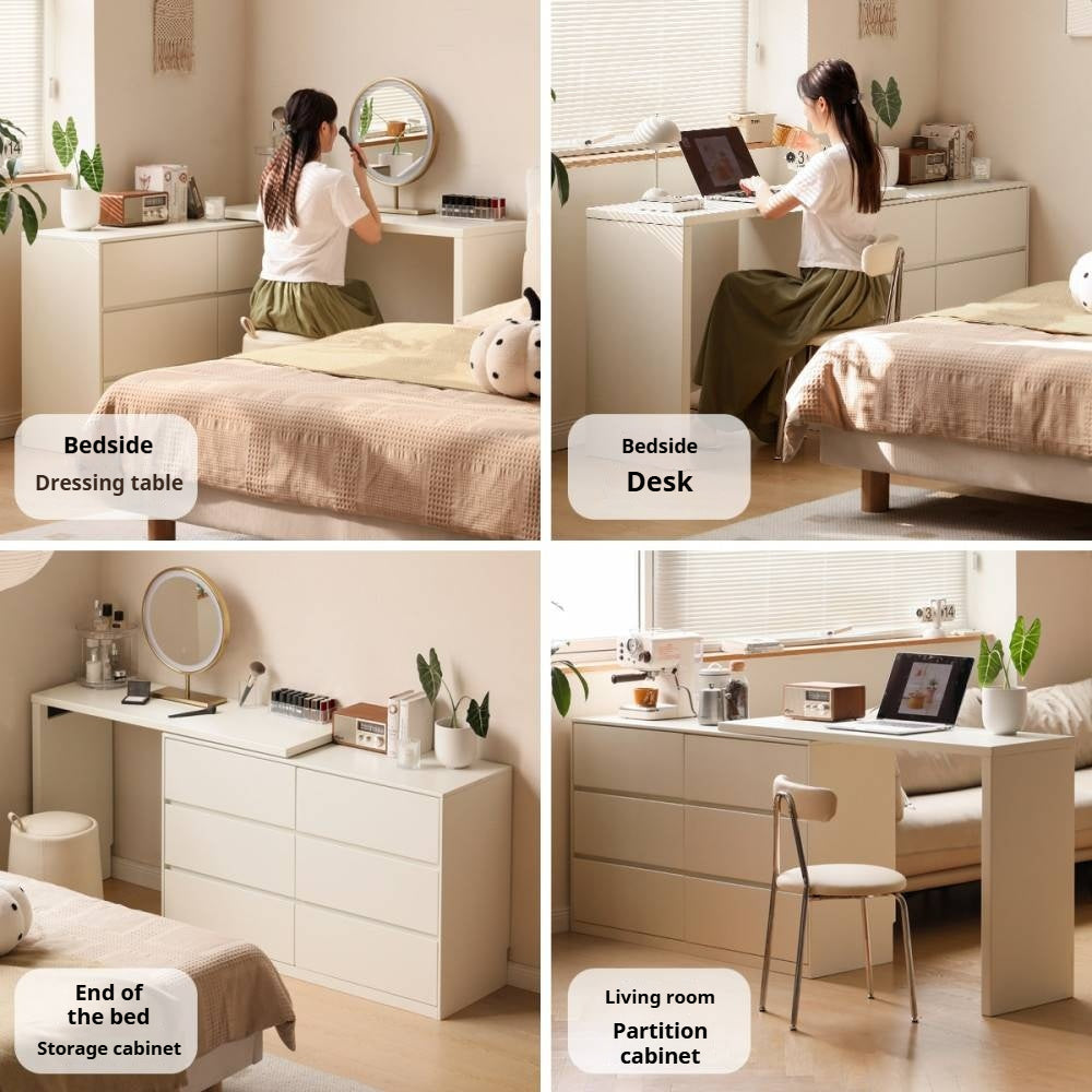 Poplar Solid Wood Makeup Table and Stretchable Dressing Table