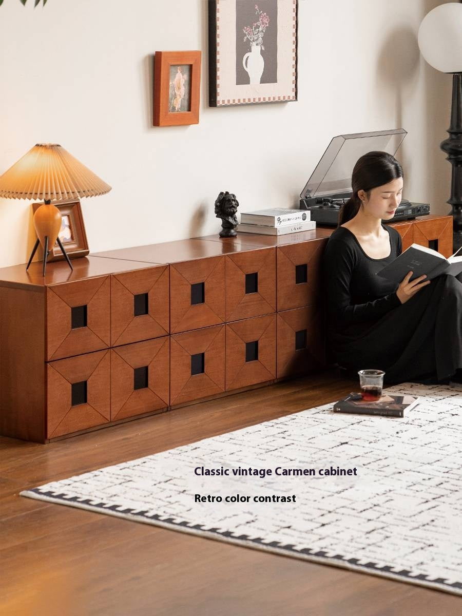 Poplar Solid Wood Modular TV Stand In Antique Style