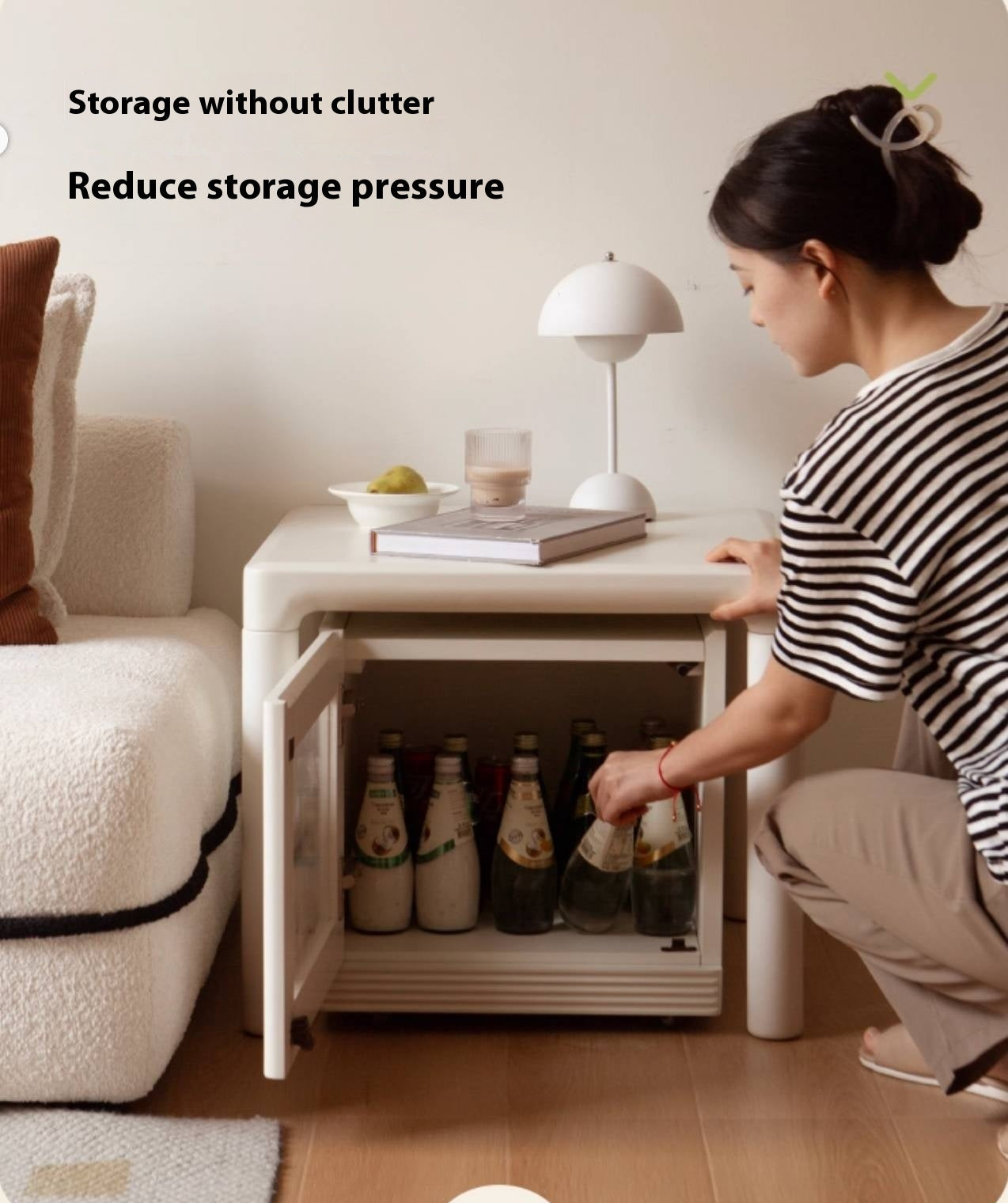 Poplar Solid Wood Cream Style Coffee Table Combination