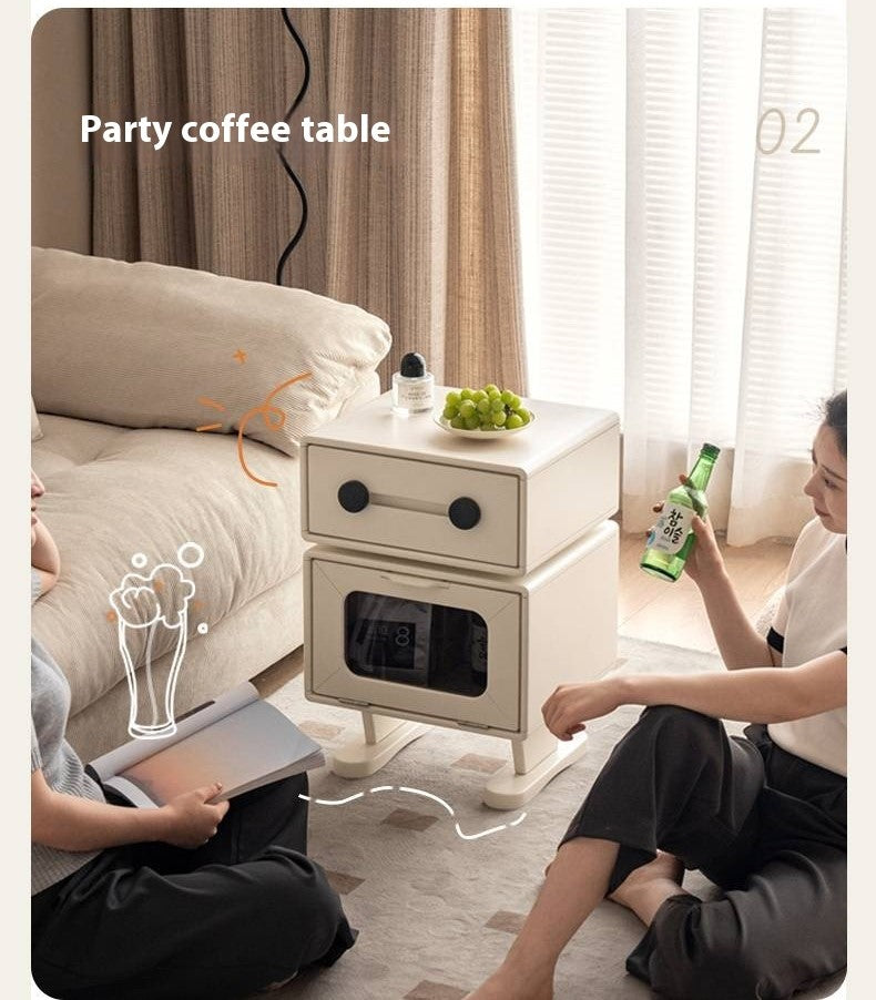 Solid Rubberwood Cream Style Nightstand