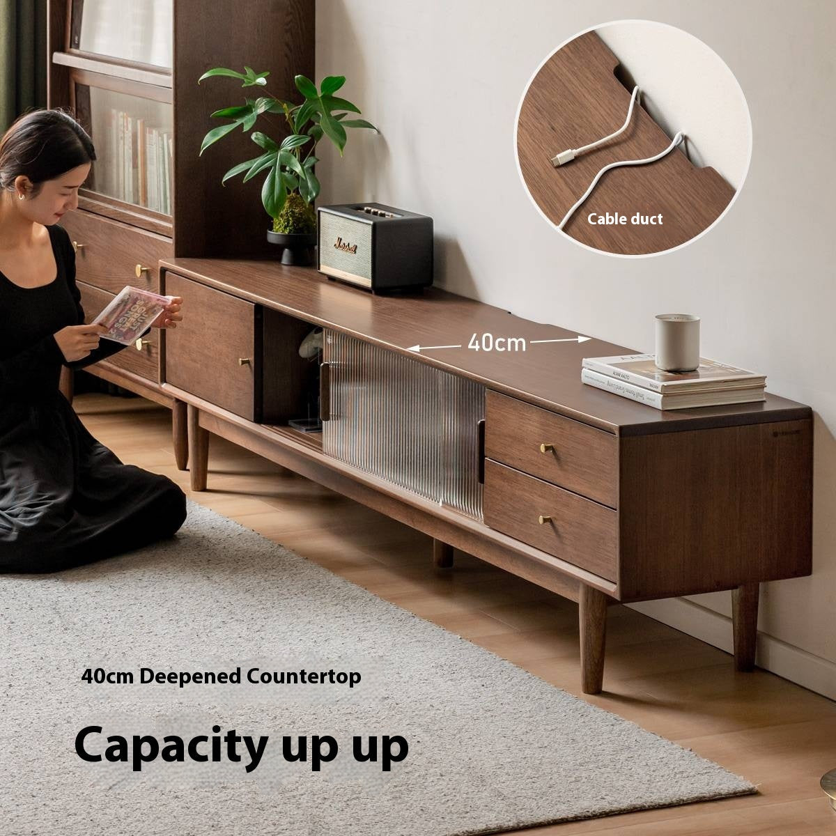 Teak Solid Wood Modern TV Stand