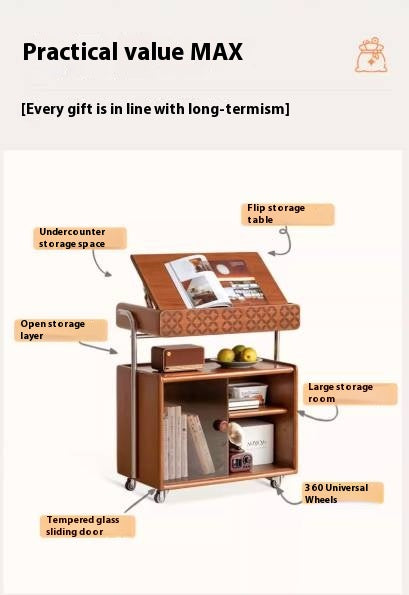 Poplar Solid Wood French Medieval Style Mobile Side Cabinet