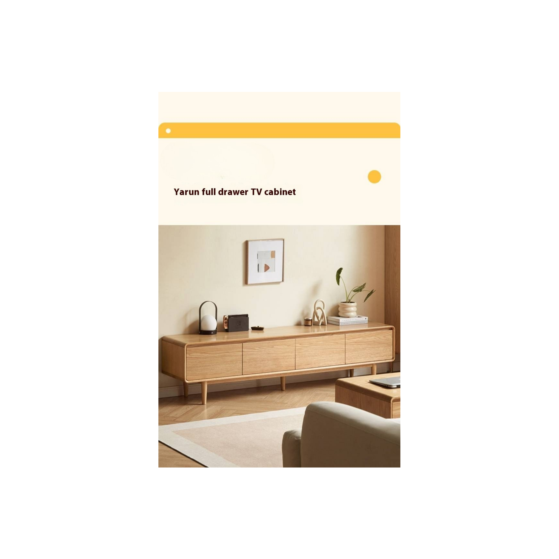 Solid Rubberwood, Oak Solid Wood Scandinavian TV Stand