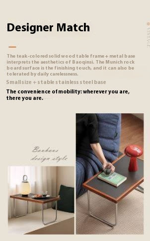 Solid Rubberwood Bauhaus Rock Slab Bay Window Table