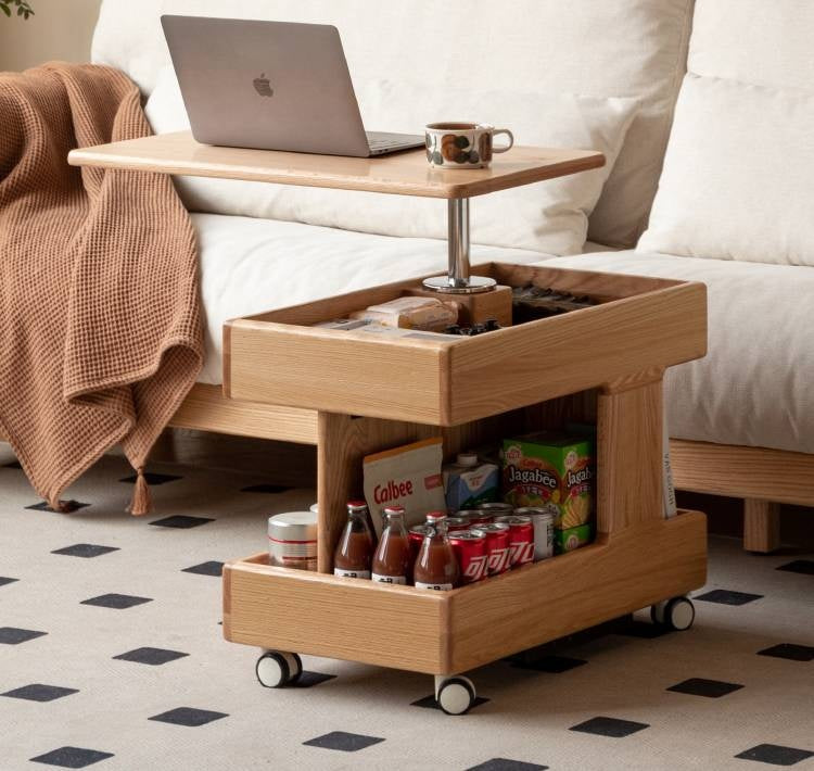 Oak, Ash, Cherry, Black Walnut Solid Wood Rotating Side Table