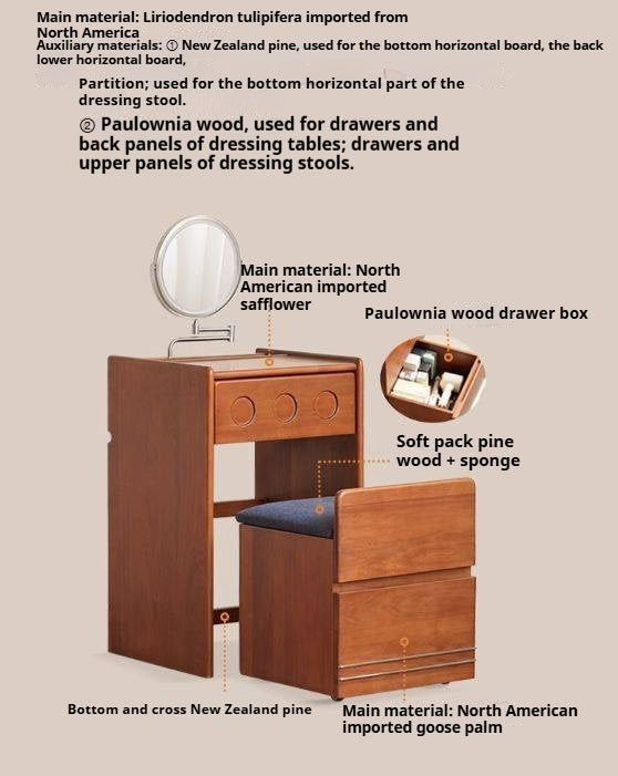 Poplar Solid Wood Classic Vintage Makeup Table