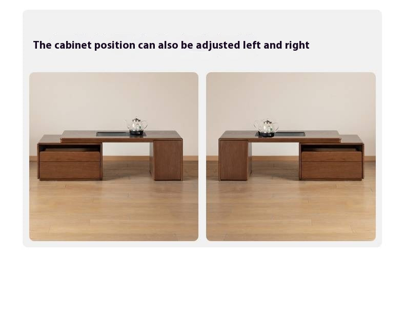 Oak, Black Walnut Solid Wood Telescopic Tea Table