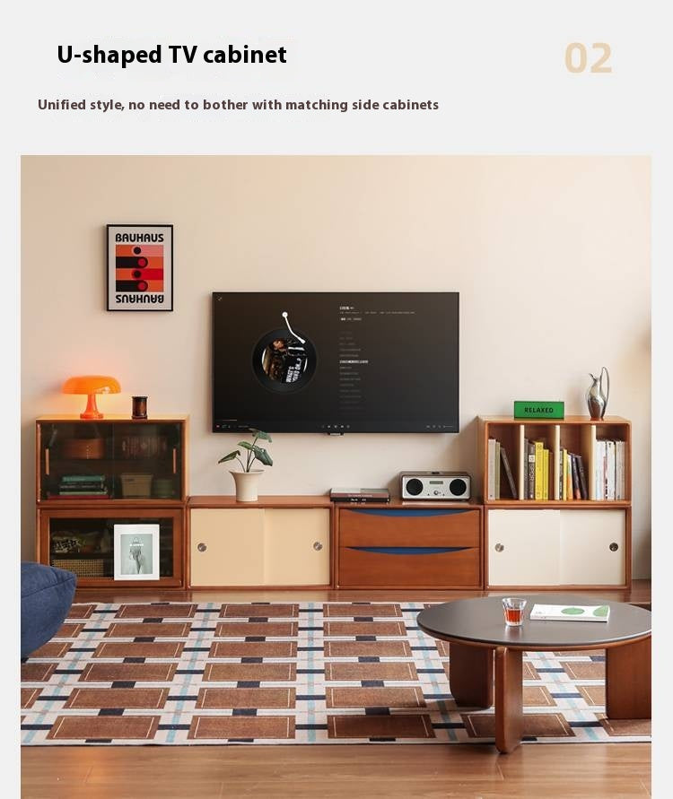 Poplar Solid Wood Ancient Style TV Stand Combination.