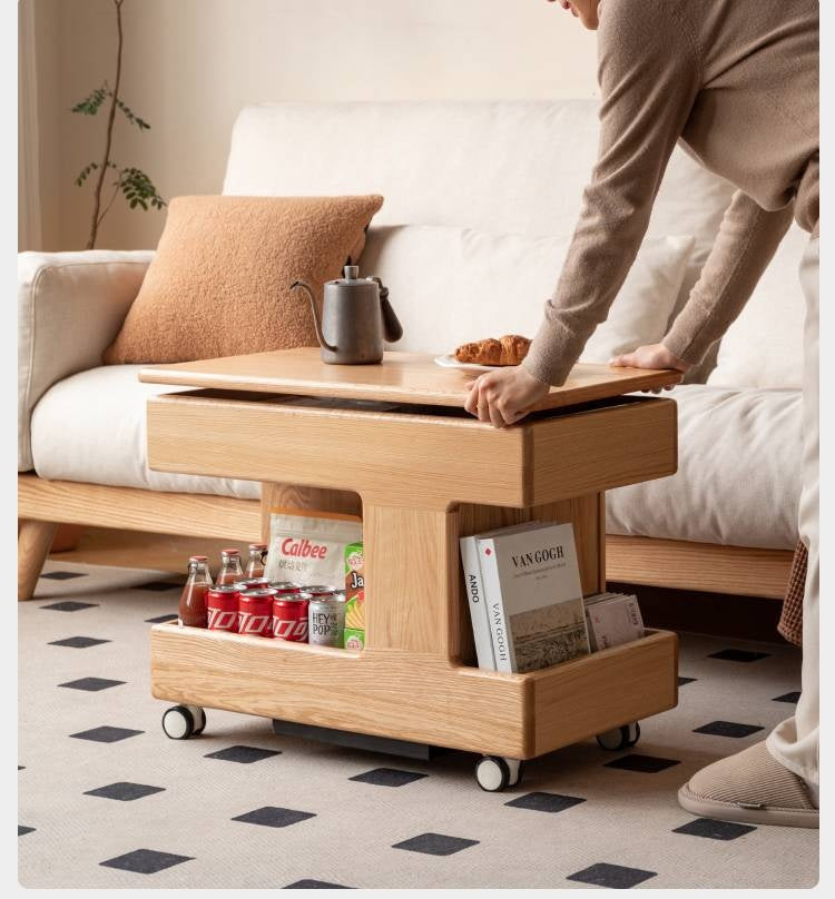 Oak, Ash, Cherry, Black Walnut Solid Wood Rotating Side Table