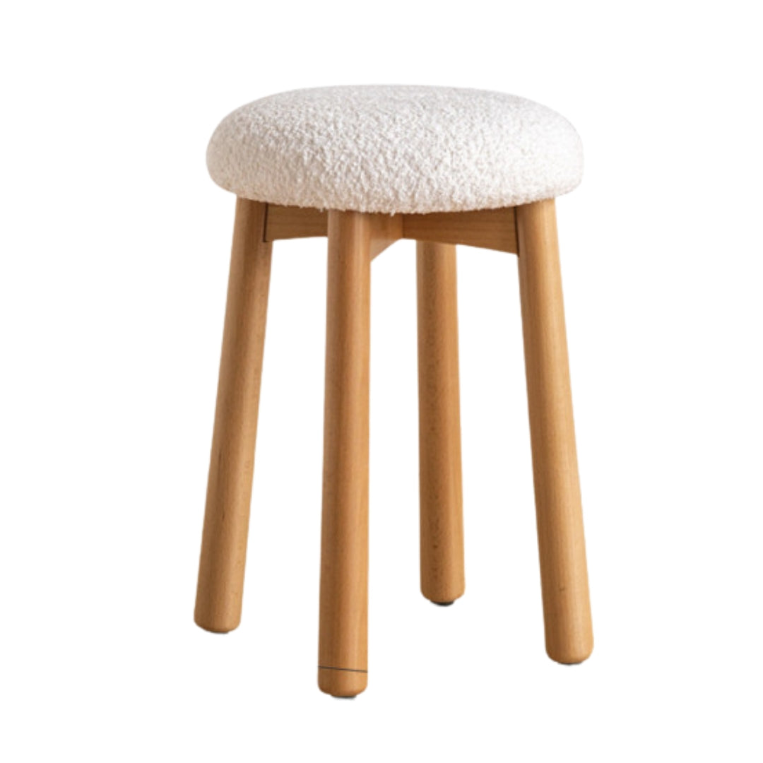 Solid Rubberwood Modern Soft Makeup Stool
