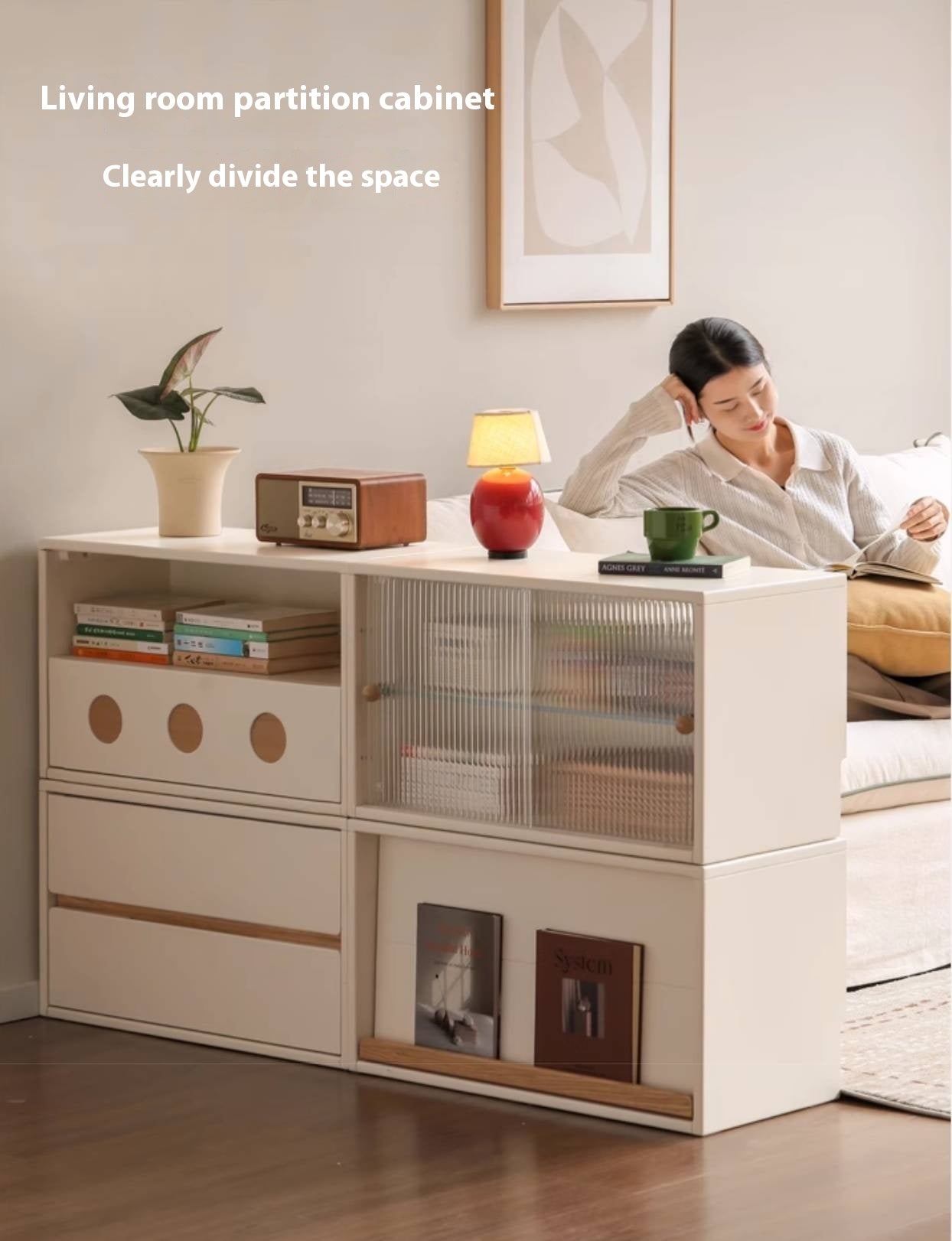 Rubber, Oak Solid wood Module Combination TV Stand.