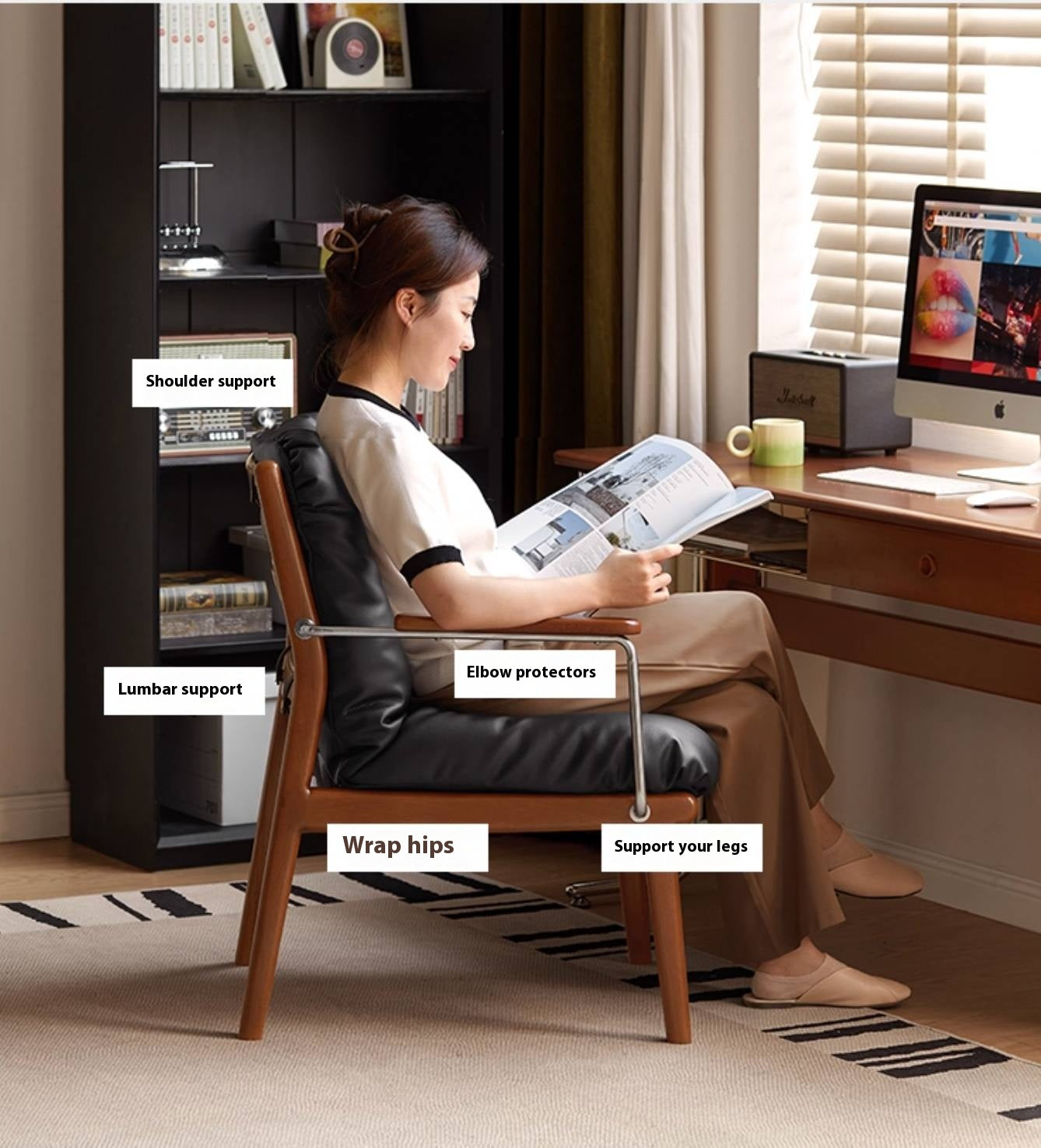 Solid Rubberwood Bauhaus Style Armchair