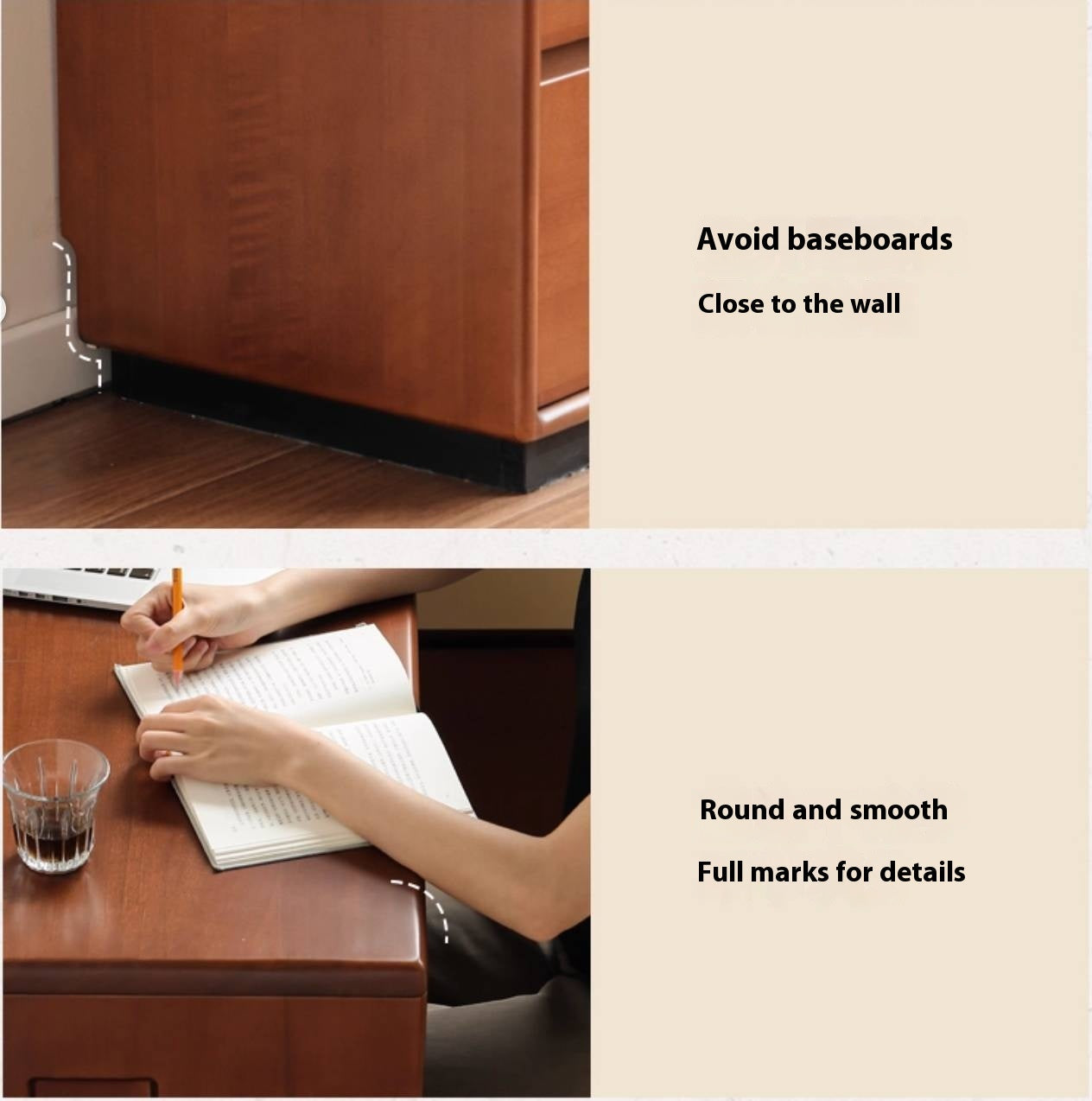 Poplar Solid Wood Bauhaus Style Dressing Table