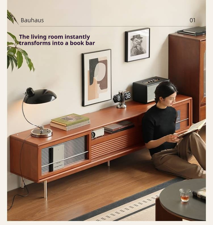 Poplar Solid Wood Bauhaus Style TV Cabinet