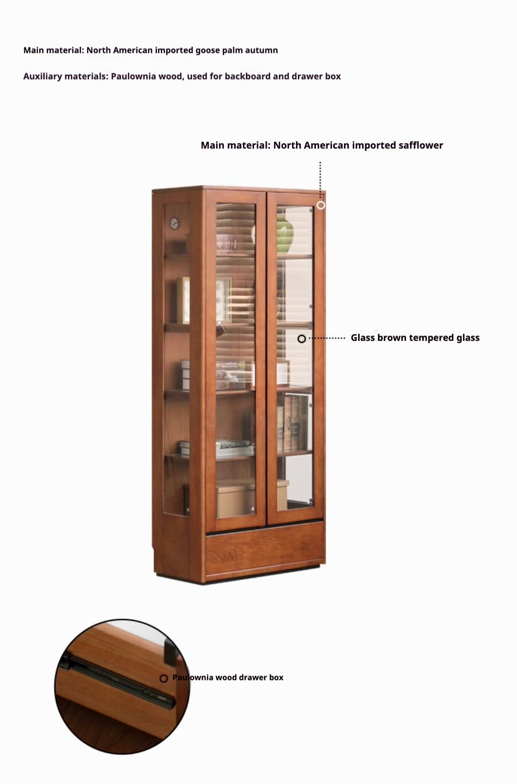 Poplar Solid Wood Antique Medieval Style Bookshelf