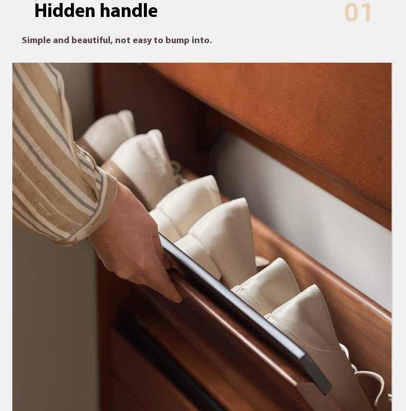 Poplar Solid Wood Middle-Age Ultra-Thin Shoe Cabinet