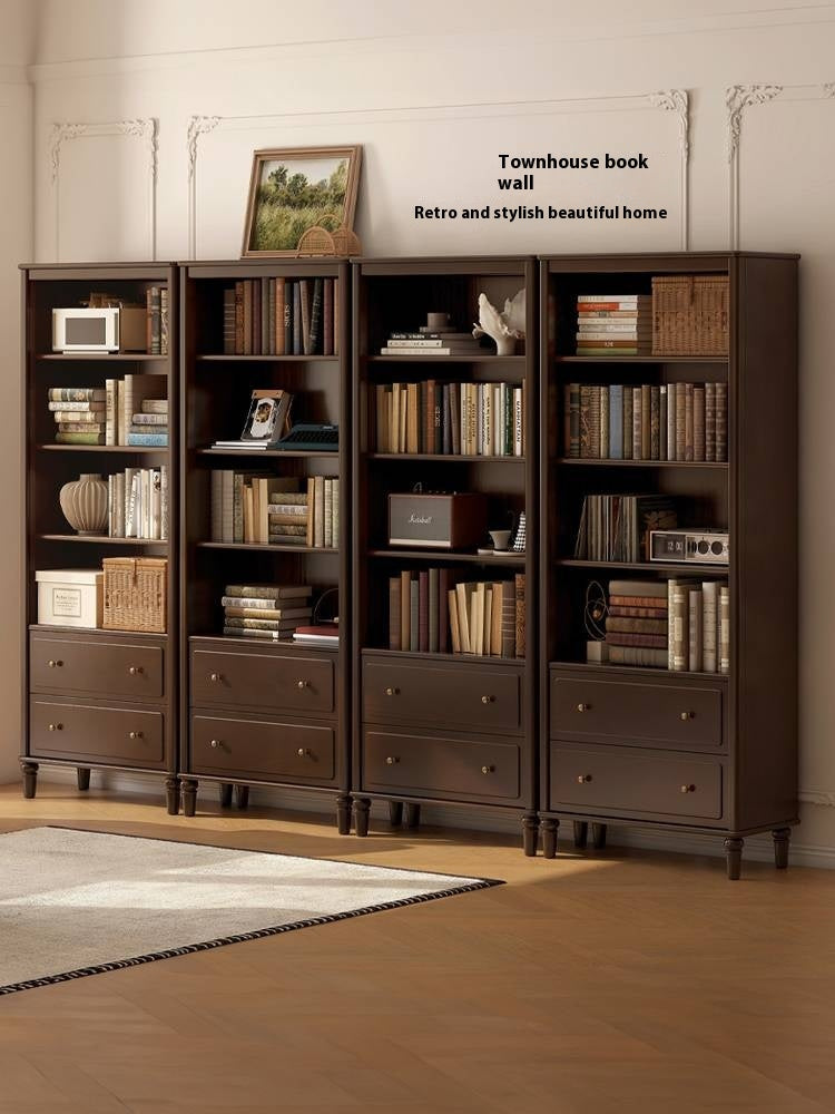 Poplar, Black Walnut Solid Wood American Style Bookcase
