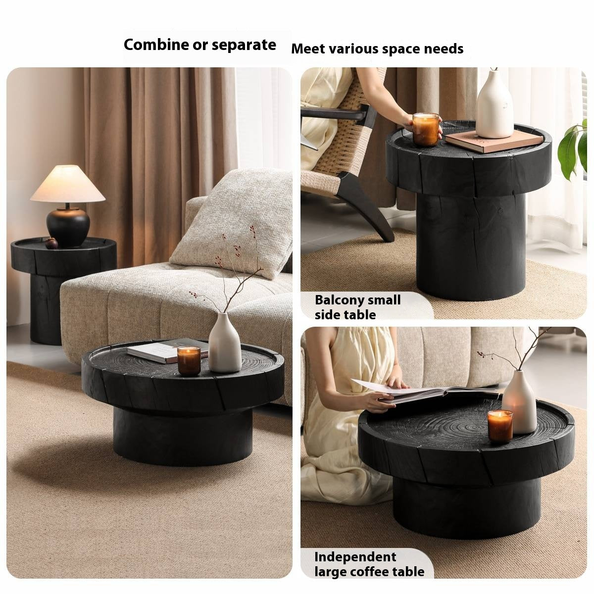 Pine Solid Wood Wabi-Sabi Style Coffee Table