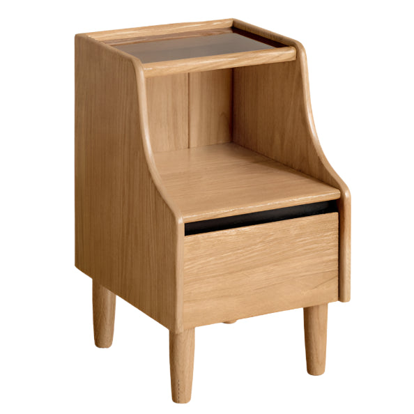 Rubberwood, Oak Solid Wood Log Style Nightstand