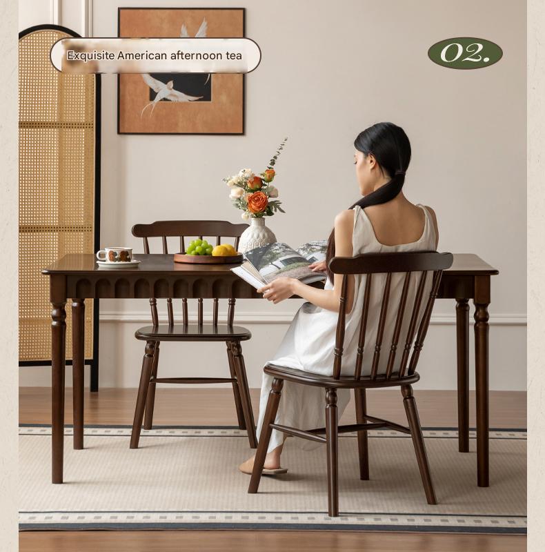 Set 4 pcs Black Walnut Solid Wood Dining Chair