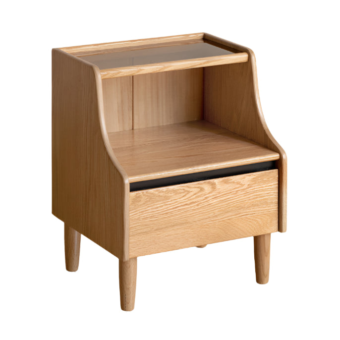 Rubberwood, Oak Solid Wood Log Style Nightstand