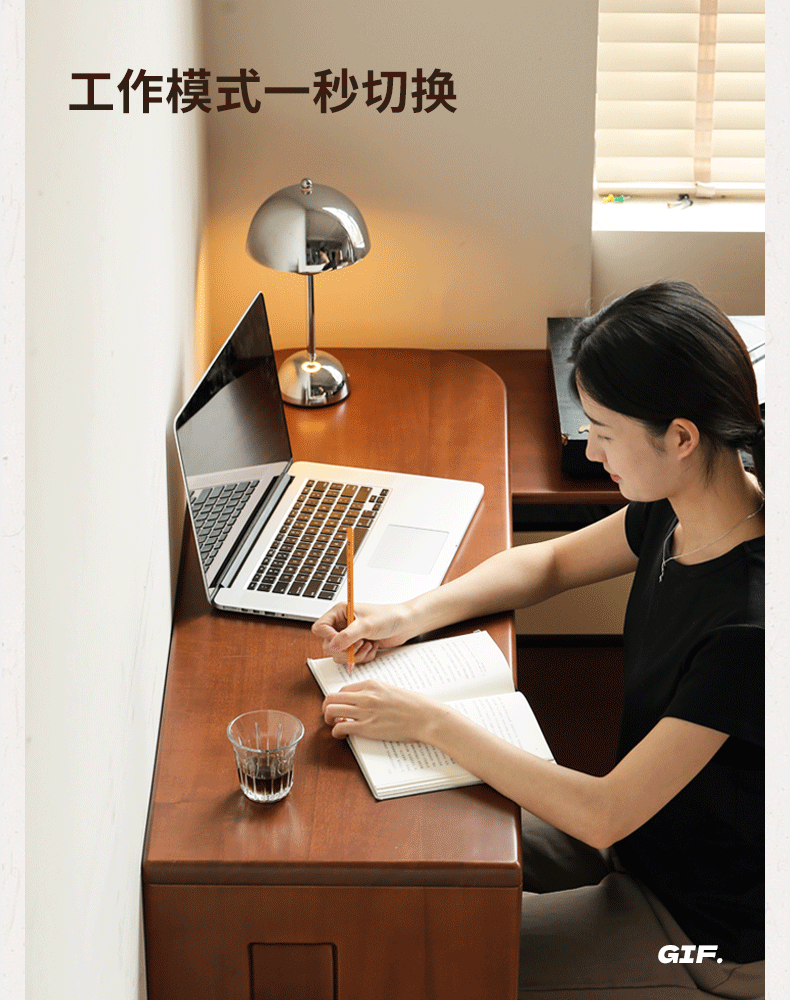 Poplar Solid Wood Bauhaus Style Dressing Table