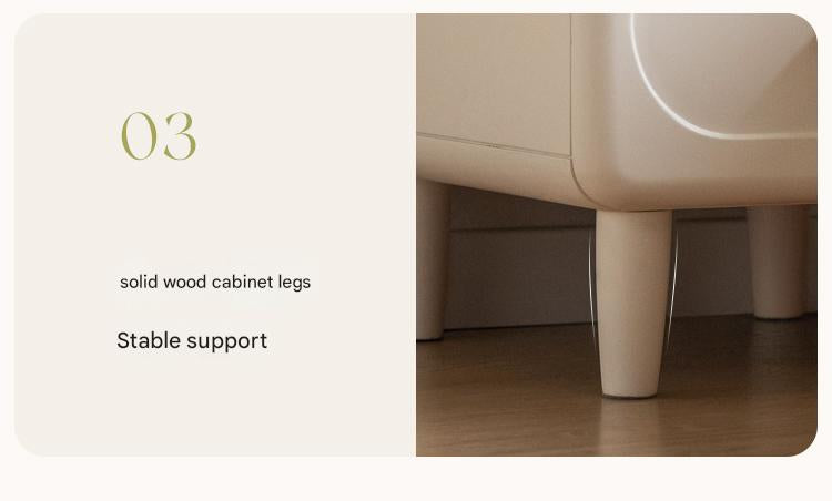 Solid Rubberwood French Cream Nightstand